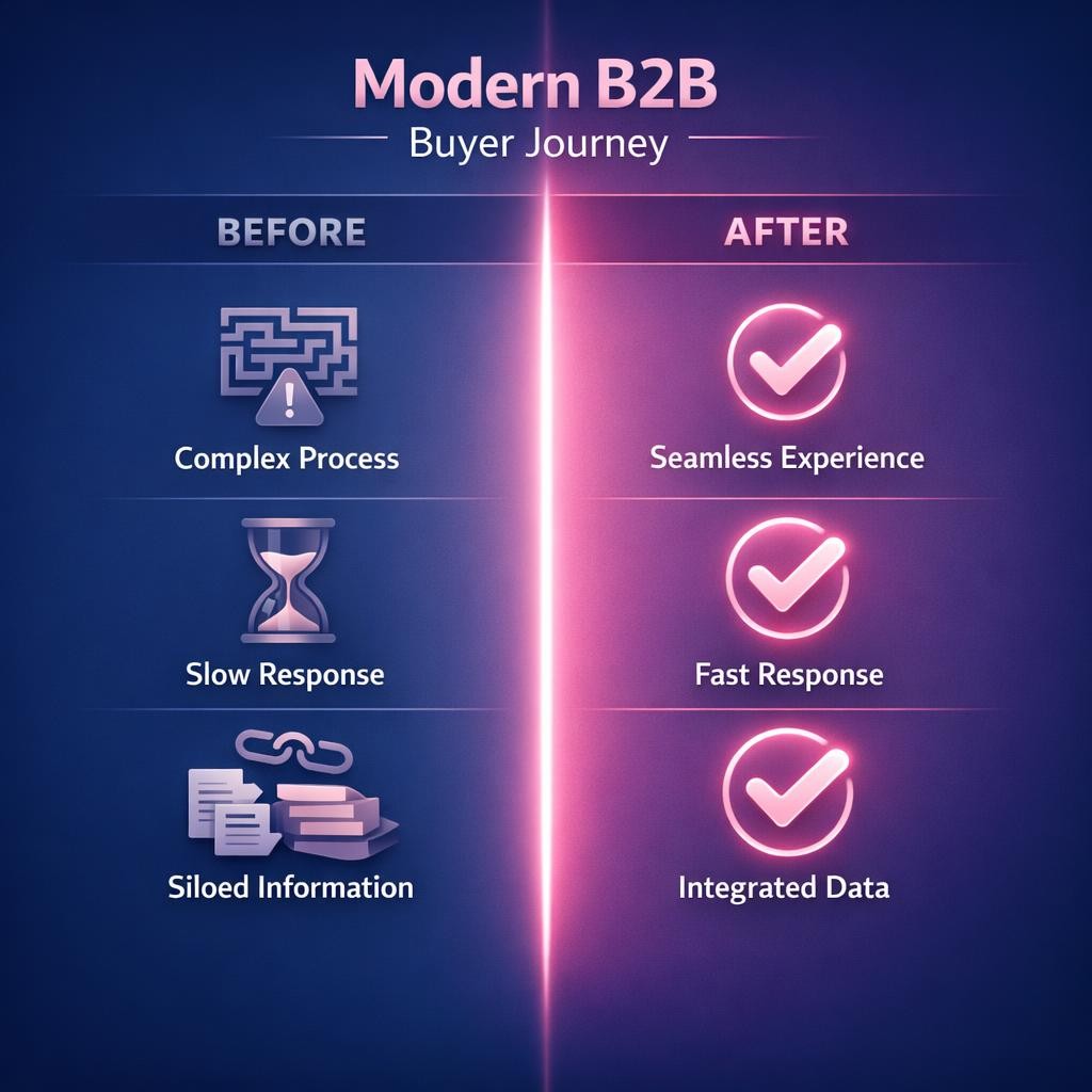 Modern B2B Buyer Journey — key stats, steps and framework infographic for B2B revenue teams | Revspire
