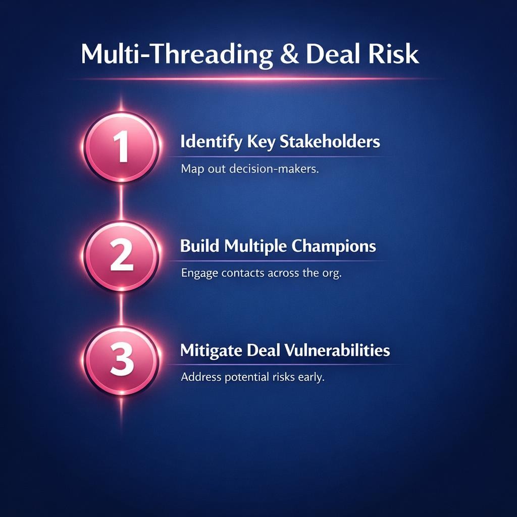 Multi-Threading and Deal Risk — key stats, steps and framework infographic for B2B revenue teams | Revspire