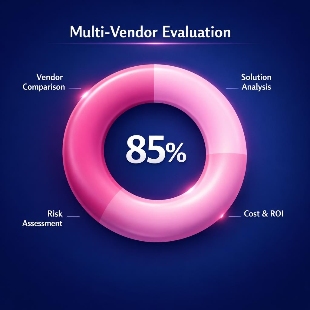 Multi-Vendor Evaluation — key stats, steps and framework infographic for B2B revenue teams | Revspire