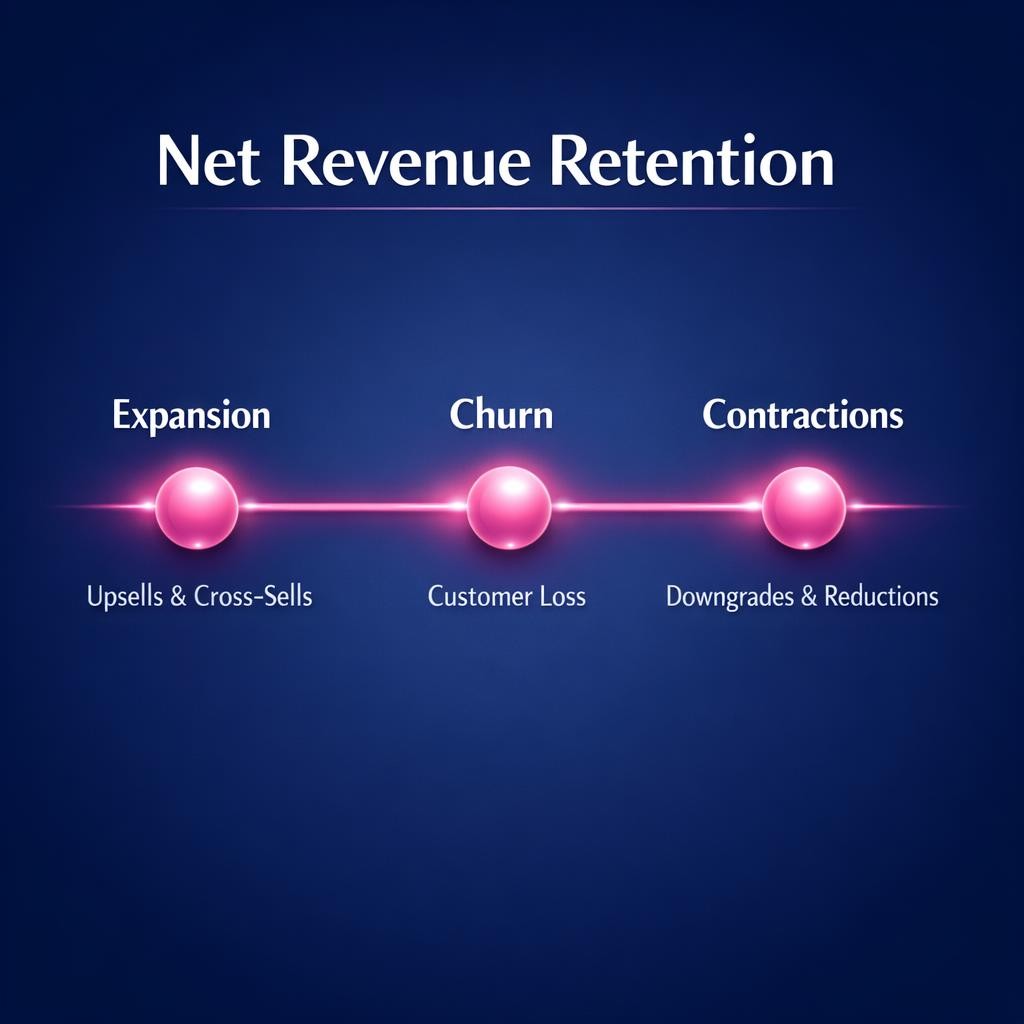 Net Revenue Retention — key stats, steps and framework infographic for B2B revenue teams | Revspire