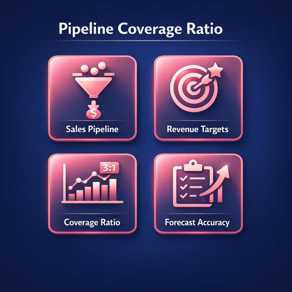 Pipeline Coverage Ratio — key stats, steps and framework infographic for B2B revenue teams | Revspire