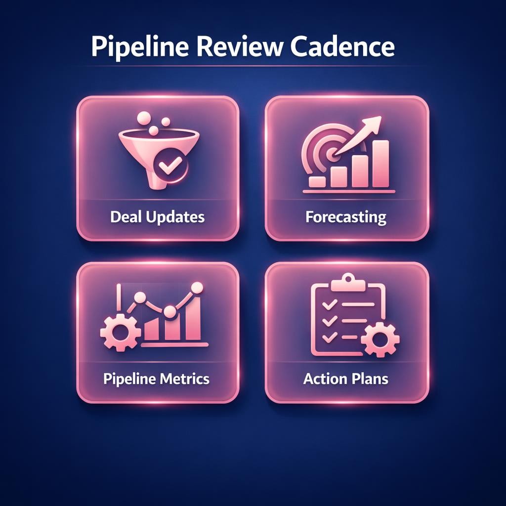 Pipeline Review Cadence — key stats, steps and framework infographic for B2B revenue teams | Revspire