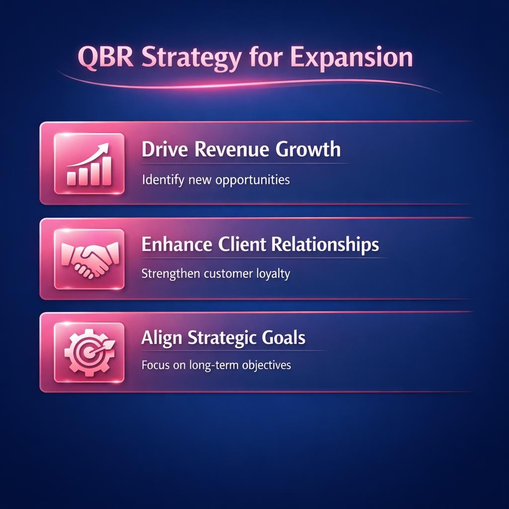 QBR Strategy for Expansion — key stats, steps and framework infographic for B2B revenue teams | Revspire