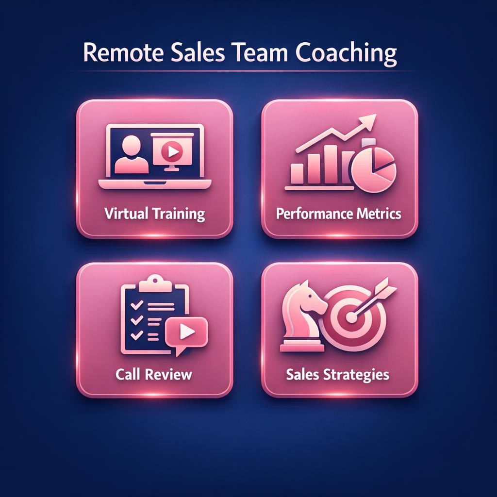 Remote Sales Team Coaching — key stats, steps and framework infographic for B2B revenue teams | Revspire
