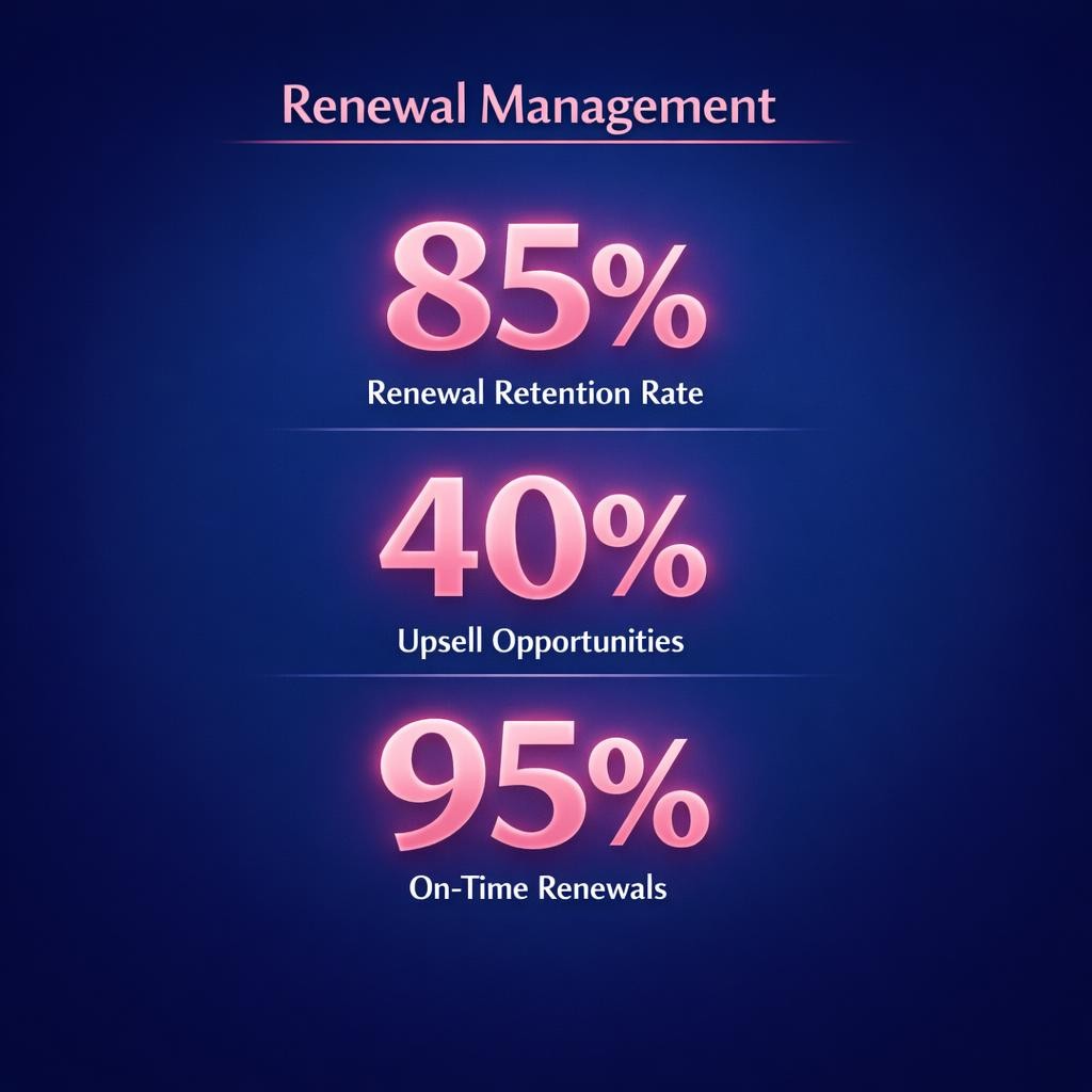Renewal Management — key stats, steps and framework infographic for B2B revenue teams | Revspire