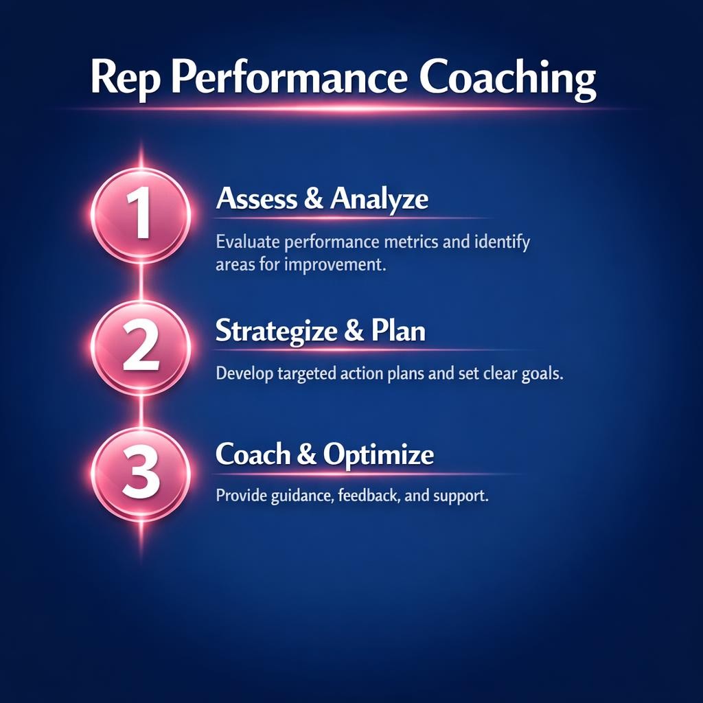 Rep Performance Coaching — key stats, steps and framework infographic for B2B revenue teams | Revspire