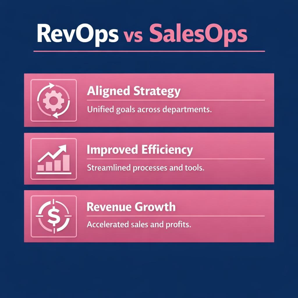 RevOps vs SalesOps — key stats, steps and framework infographic for B2B revenue teams | Revspire