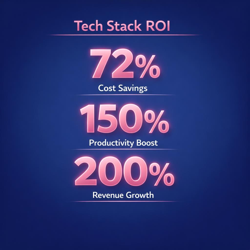 Tech Stack ROI — key stats, steps and framework infographic for B2B revenue teams | Revspire
