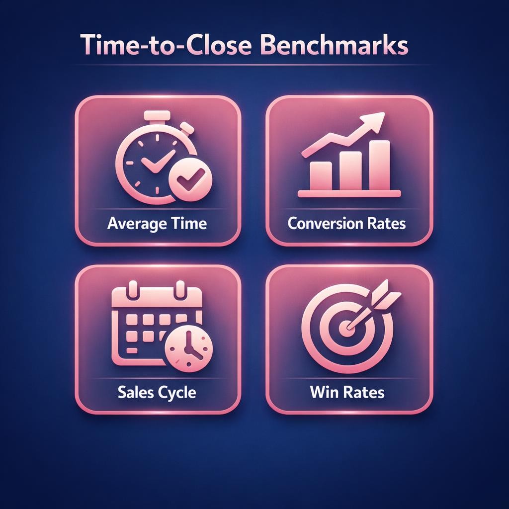 Time-to-Close Benchmarks — key stats, steps and framework infographic for B2B revenue teams | Revspire
