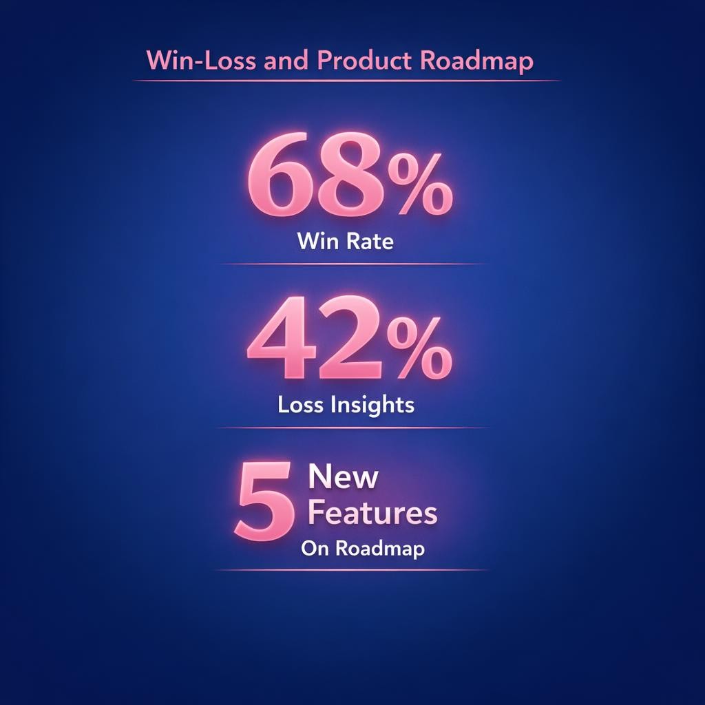 Win-Loss and Product Roadmap — key stats, steps and framework infographic for B2B revenue teams | Revspire