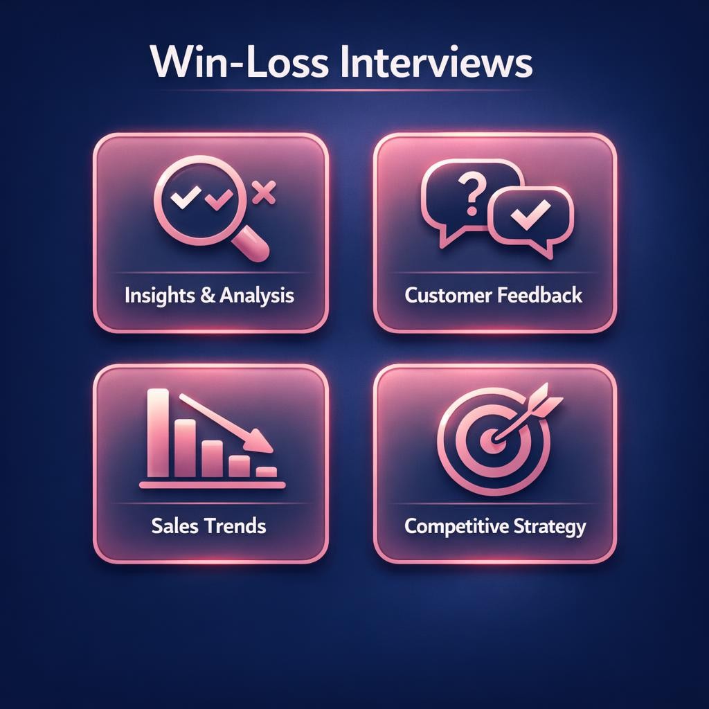 Win-Loss Interviews — key stats, steps and framework infographic for B2B revenue teams | Revspire
