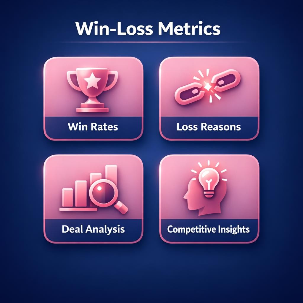 Win-Loss Metrics — key stats, steps and framework infographic for B2B revenue teams | Revspire