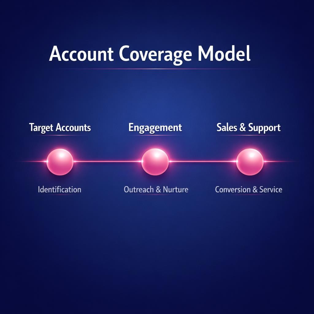 Account Coverage Model — key stats, steps and framework infographic for B2B revenue teams | Revspire