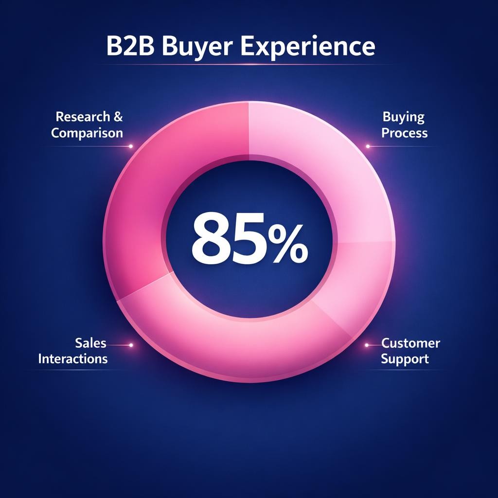 B2B Buyer Experience — key stats, steps and framework infographic for B2B revenue teams | Revspire