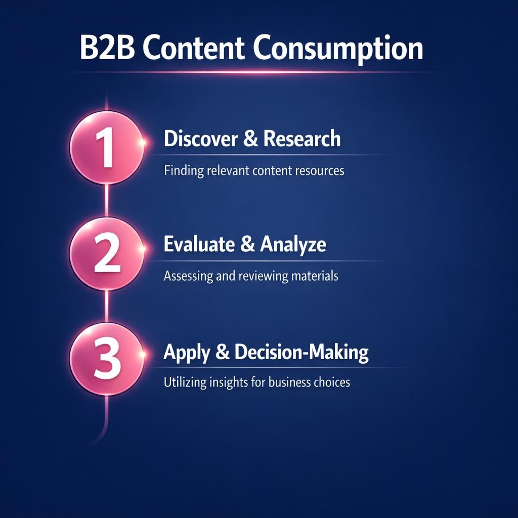 B2B Content Consumption — key stats, steps and framework infographic for B2B revenue teams | Revspire