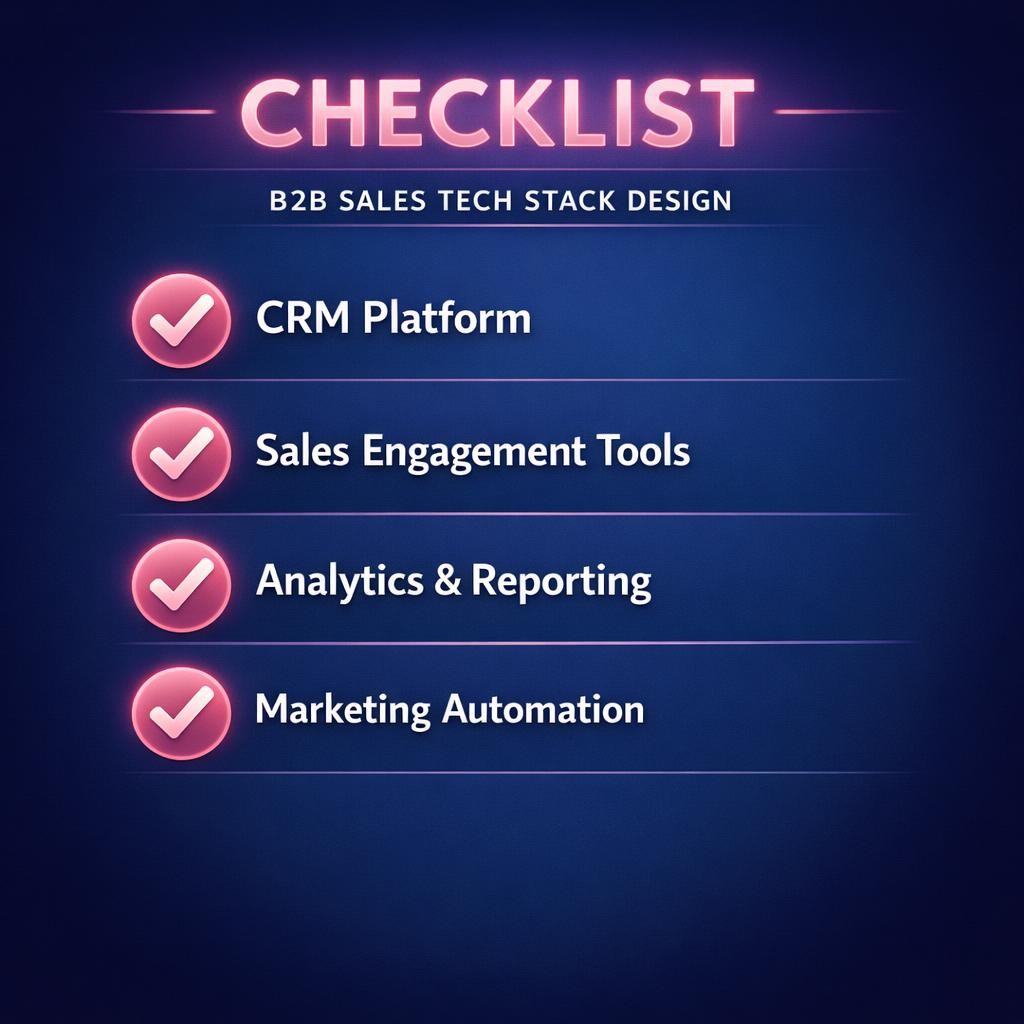B2B Sales Tech Stack Design — key stats, steps and framework infographic for B2B revenue teams | Revspire