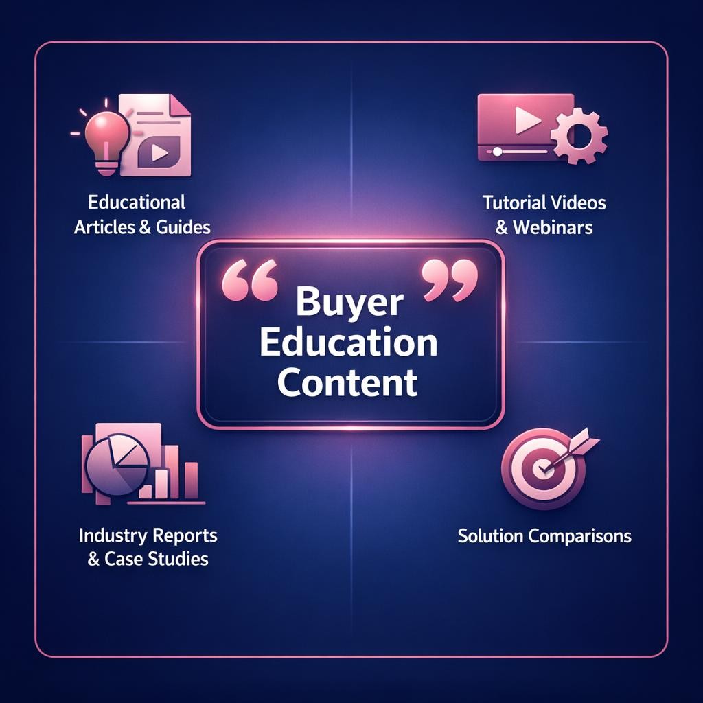 Buyer Education Content — key stats, steps and framework infographic for B2B revenue teams | Revspire
