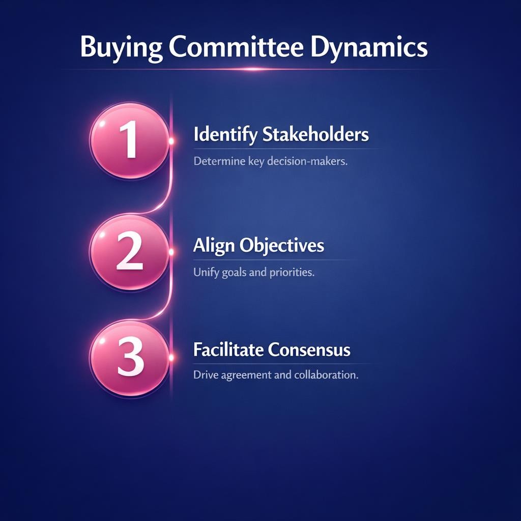 Buying Committee Dynamics — key stats, steps and framework infographic for B2B revenue teams | Revspire