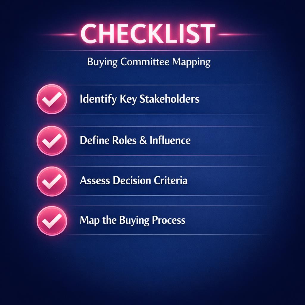 Buying Committee Mapping — key stats, steps and framework infographic for B2B revenue teams | Revspire