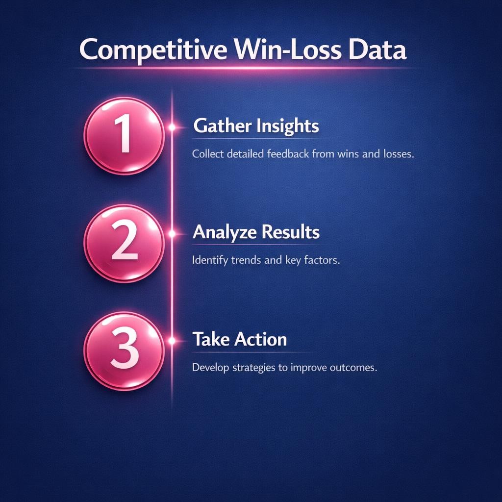 Competitive Win-Loss Data — key stats, steps and framework infographic for B2B revenue teams | Revspire
