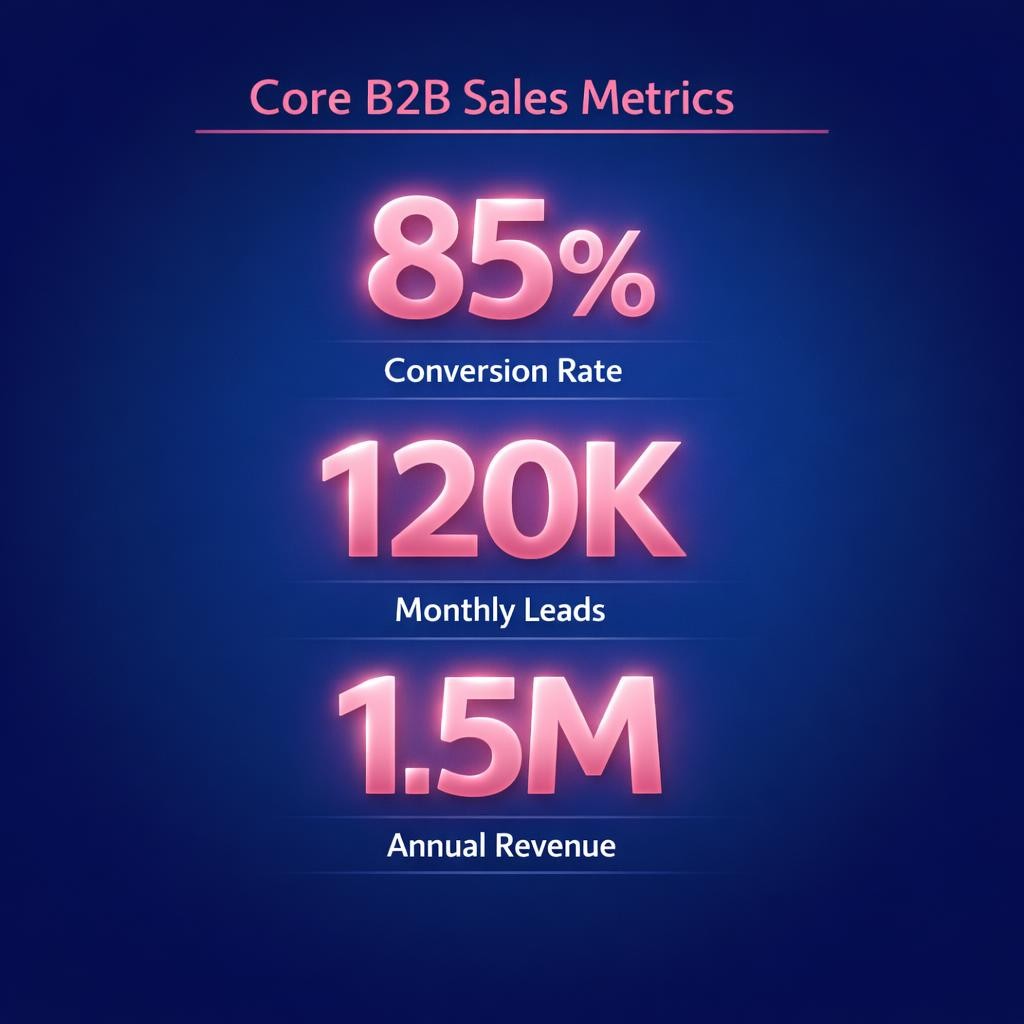 Core B2B Sales Metrics — key stats, steps and framework infographic for B2B revenue teams | Revspire