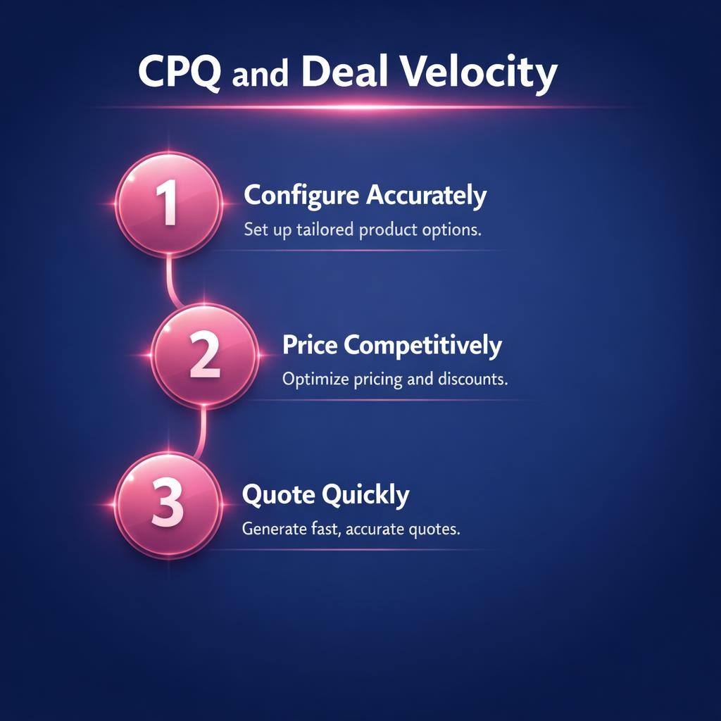CPQ and Deal Velocity — key stats, steps and framework infographic for B2B revenue teams | Revspire
