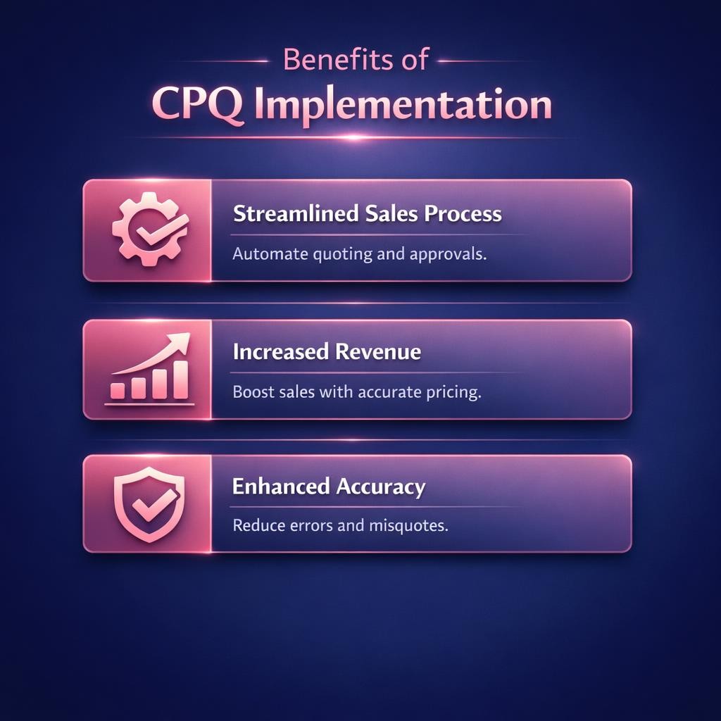 CPQ Implementation — key stats, steps and framework infographic for B2B revenue teams | Revspire