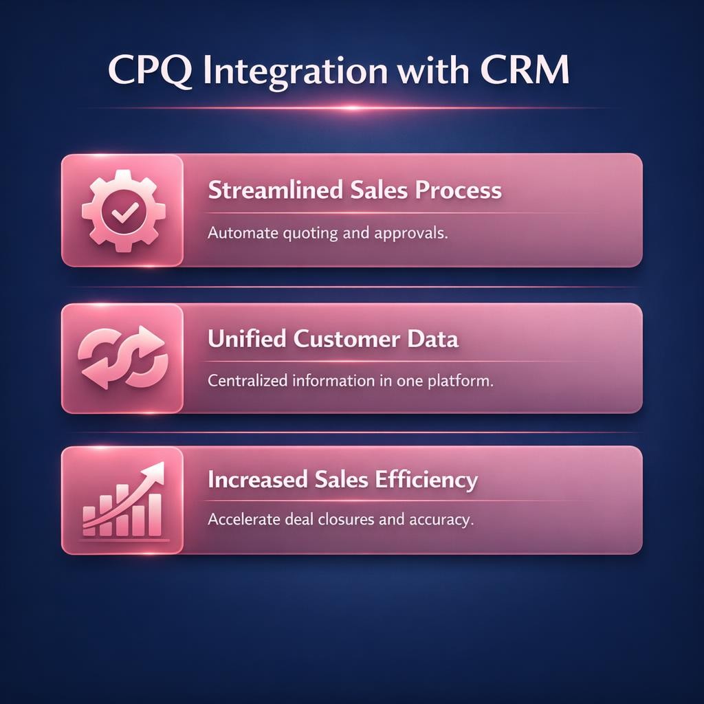 CPQ Integration with CRM — key stats, steps and framework infographic for B2B revenue teams | Revspire