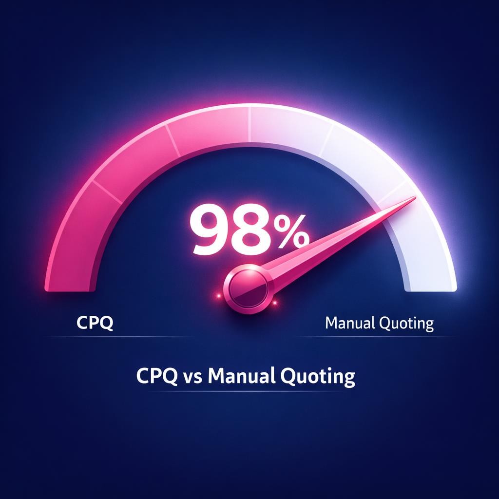 CPQ vs Manual Quoting — key stats, steps and framework infographic for B2B revenue teams | Revspire