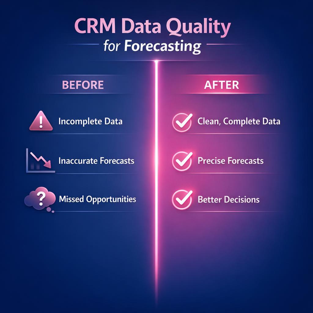 CRM Data Quality for Forecasting — key stats, steps and framework infographic for B2B revenue teams | Revspire