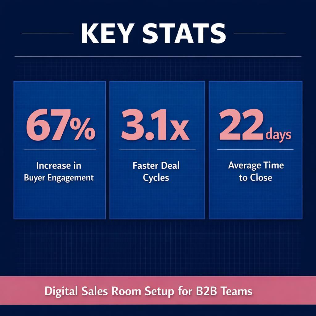 Digital Sales Room Setup — key stats, steps and framework infographic for B2B revenue teams | Revspire