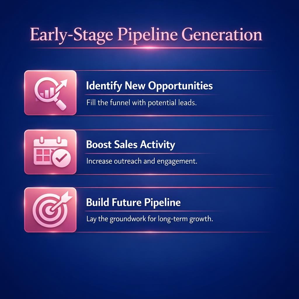 Early-Stage Pipeline Generation — key stats, steps and framework infographic for B2B revenue teams | Revspire