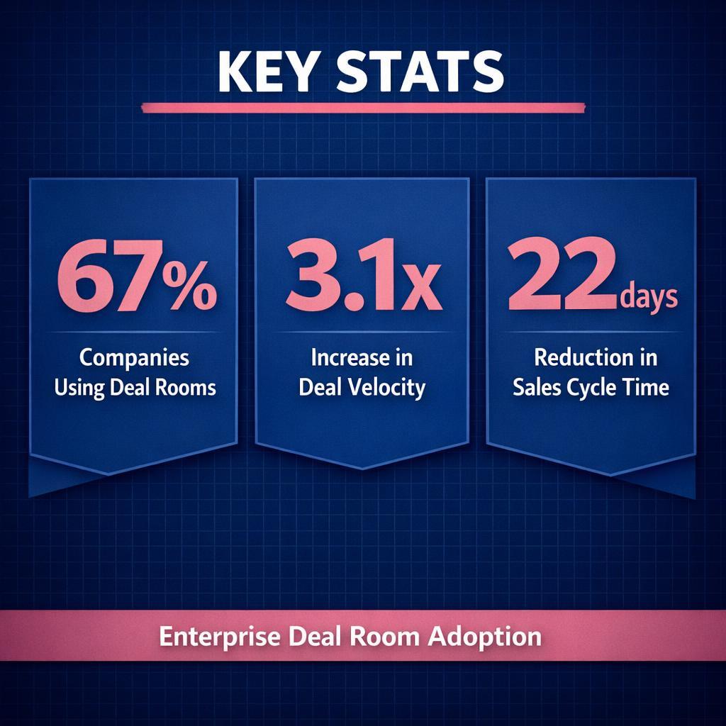 Enterprise Deal Room Adoption — key stats, steps and framework infographic for B2B revenue teams | Revspire