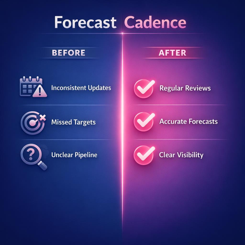 Forecast Cadence — key stats, steps and framework infographic for B2B revenue teams | Revspire