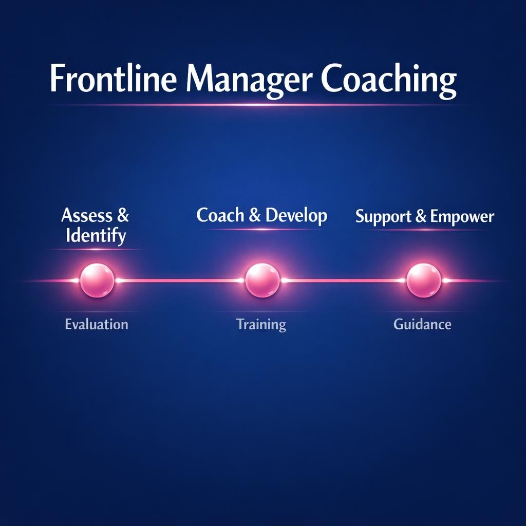 Frontline Manager Coaching — key stats, steps and framework infographic for B2B revenue teams | Revspire
