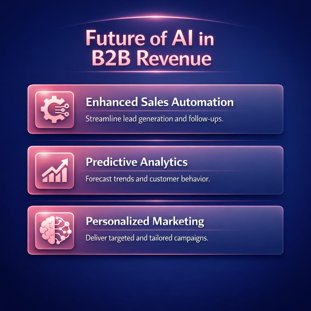 Future of AI in B2B Revenue — key stats, steps and framework infographic for B2B revenue teams | Revspire