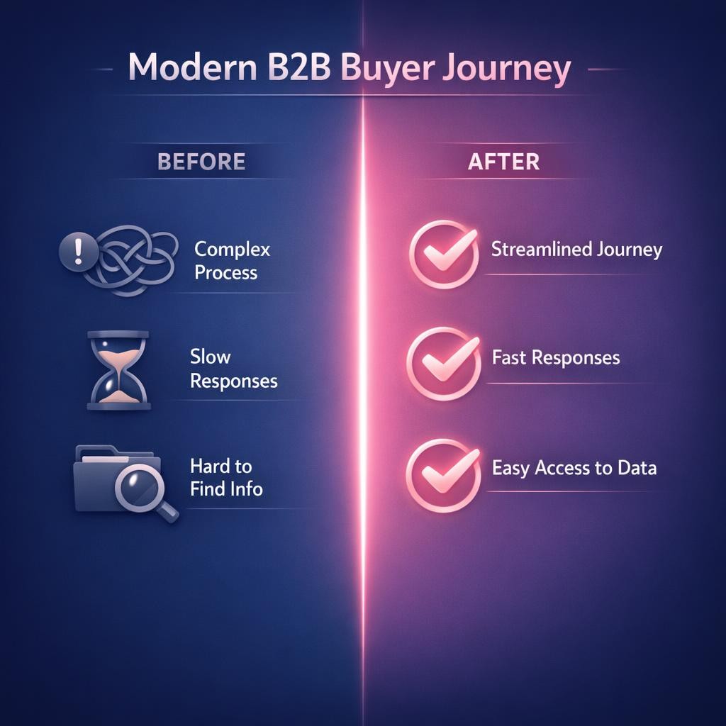 Modern B2B Buyer Journey — key stats, steps and framework infographic for B2B revenue teams | Revspire