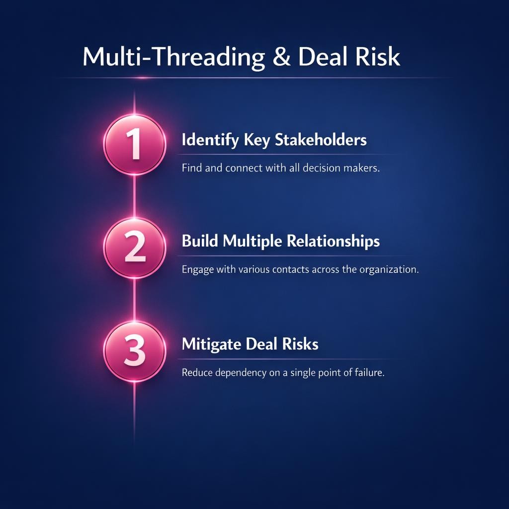 Multi-Threading and Deal Risk — key stats, steps and framework infographic for B2B revenue teams | Revspire