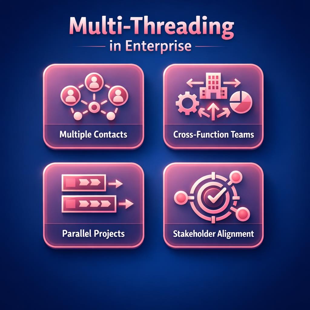 Multi-Threading in Enterprise — key stats, steps and framework infographic for B2B revenue teams | Revspire
