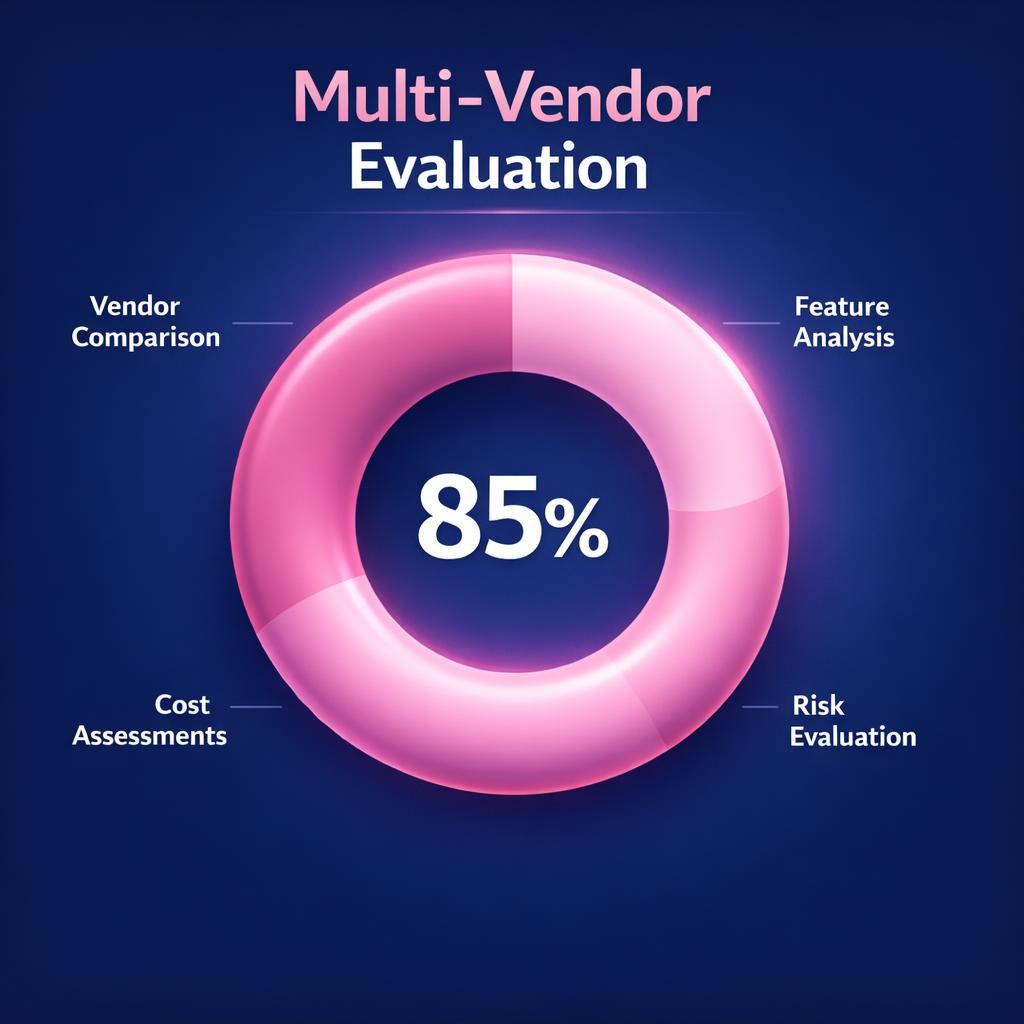 Multi-Vendor Evaluation — key stats, steps and framework infographic for B2B revenue teams | Revspire