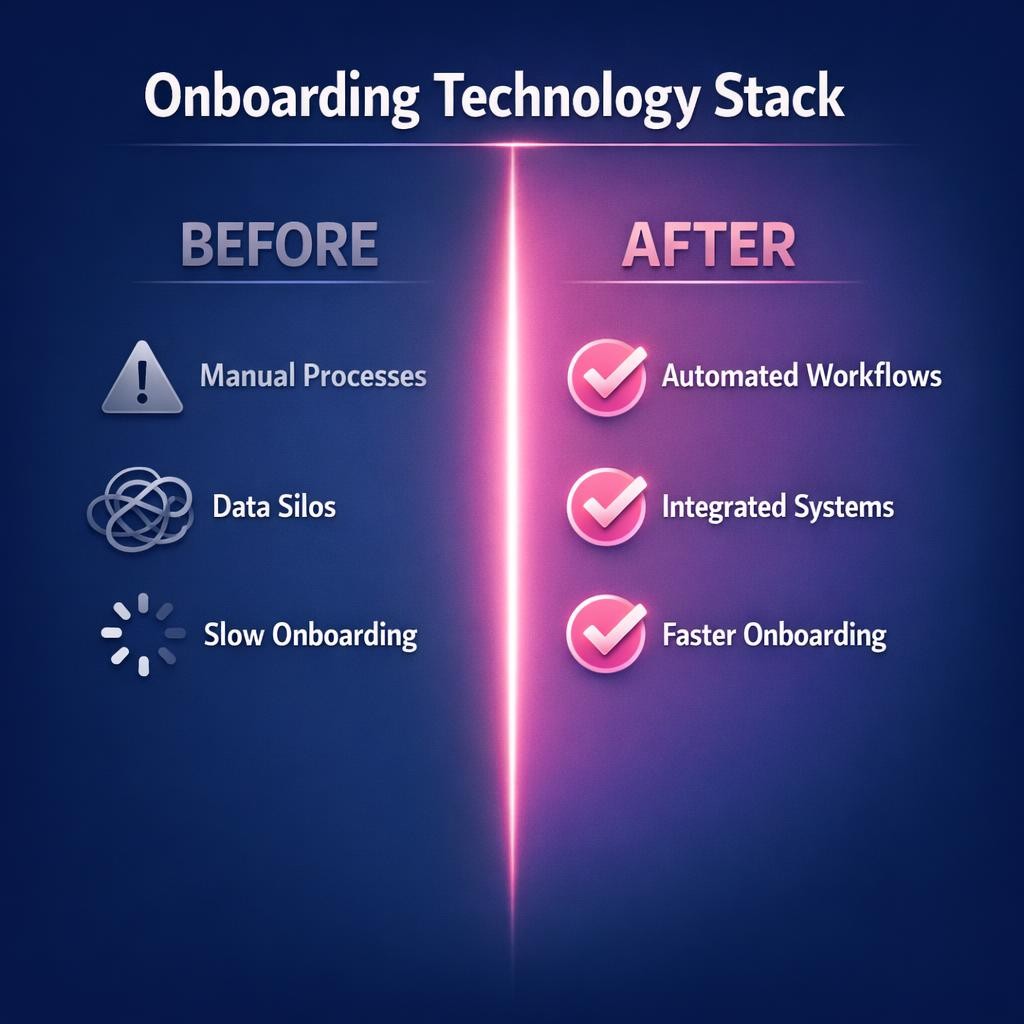 Onboarding Technology Stack — key stats, steps and framework infographic for B2B revenue teams | Revspire