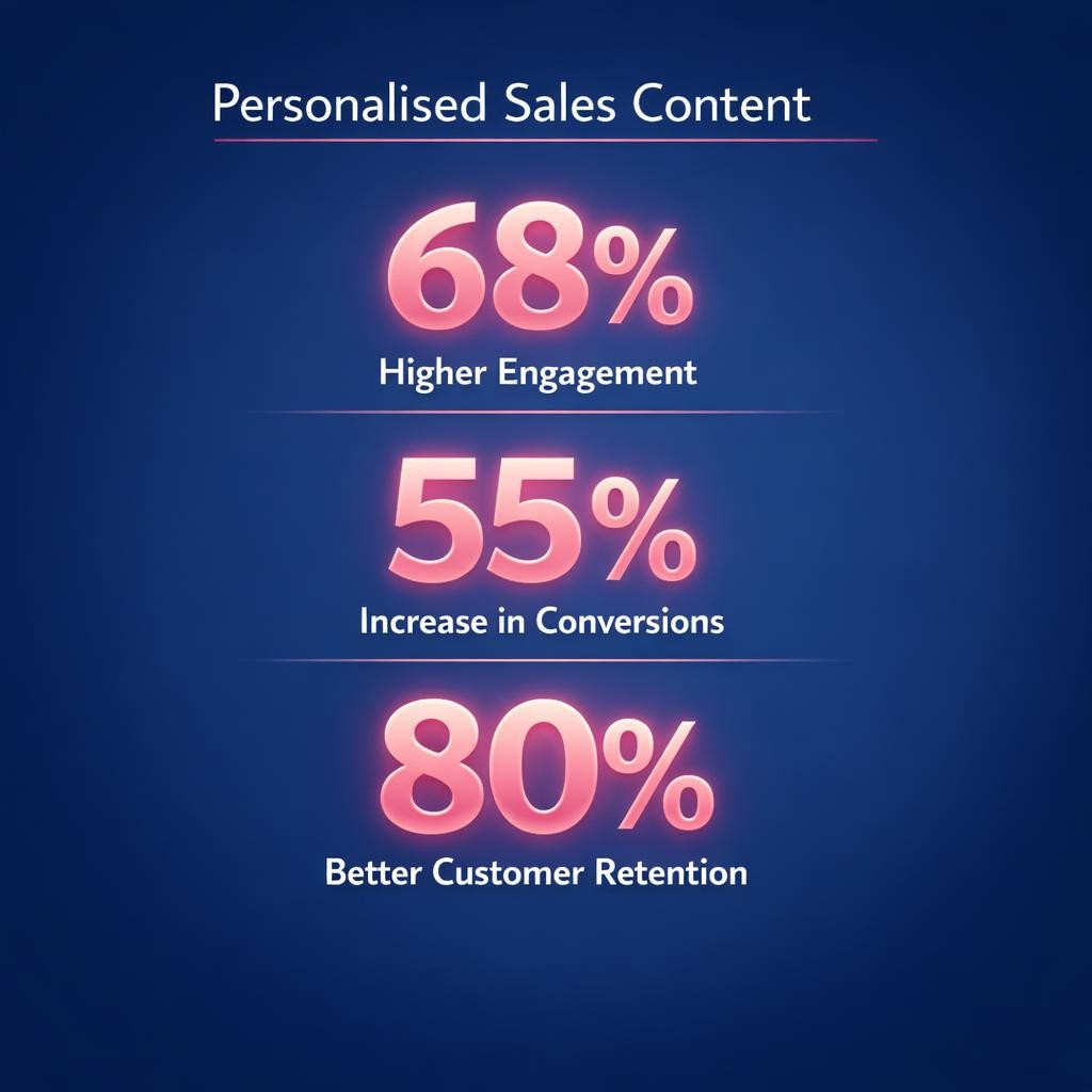 Personalised Sales Content — key stats, steps and framework infographic for B2B revenue teams | Revspire
