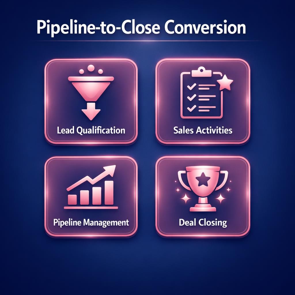 Pipeline-to-Close Conversion — key stats, steps and framework infographic for B2B revenue teams | Revspire
