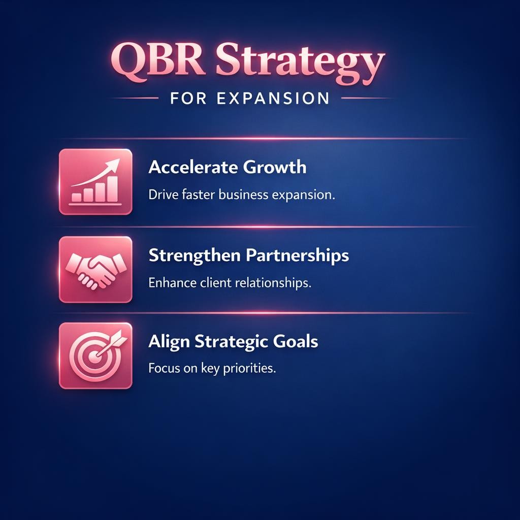 QBR Strategy for Expansion — key stats, steps and framework infographic for B2B revenue teams | Revspire