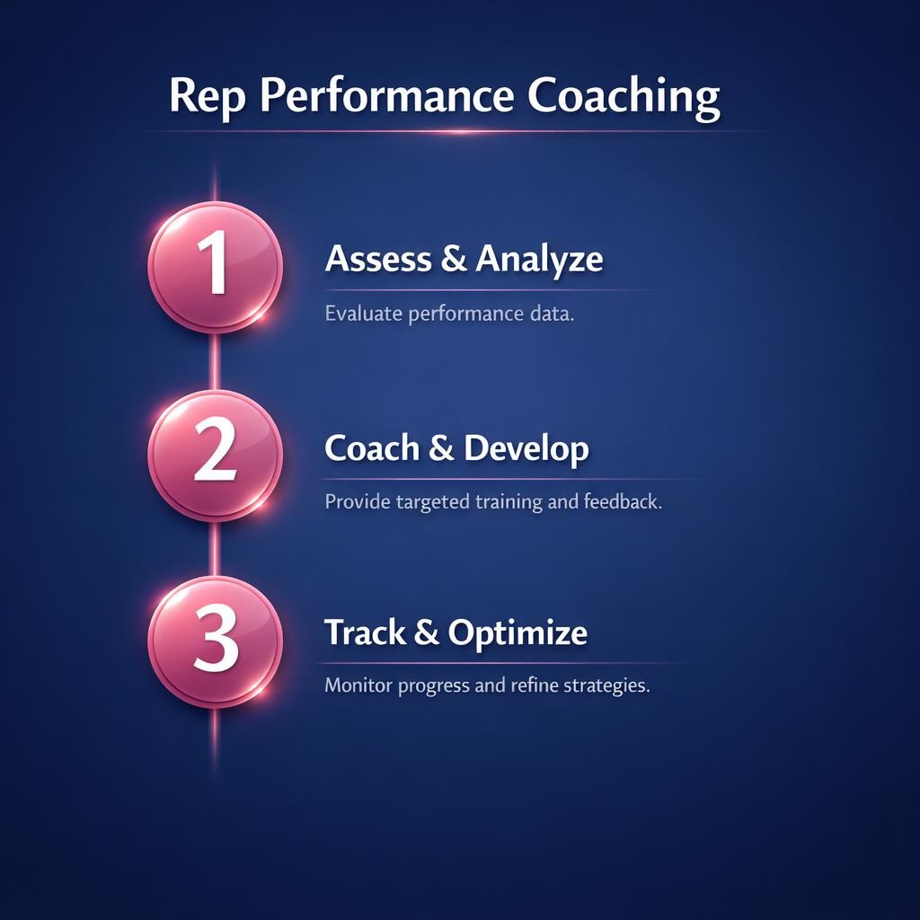 Rep Performance Coaching — key stats, steps and framework infographic for B2B revenue teams | Revspire