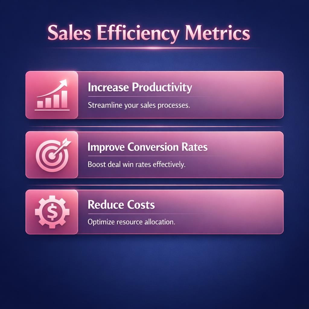 Sales Efficiency Metrics — key stats, steps and framework infographic for B2B revenue teams | Revspire