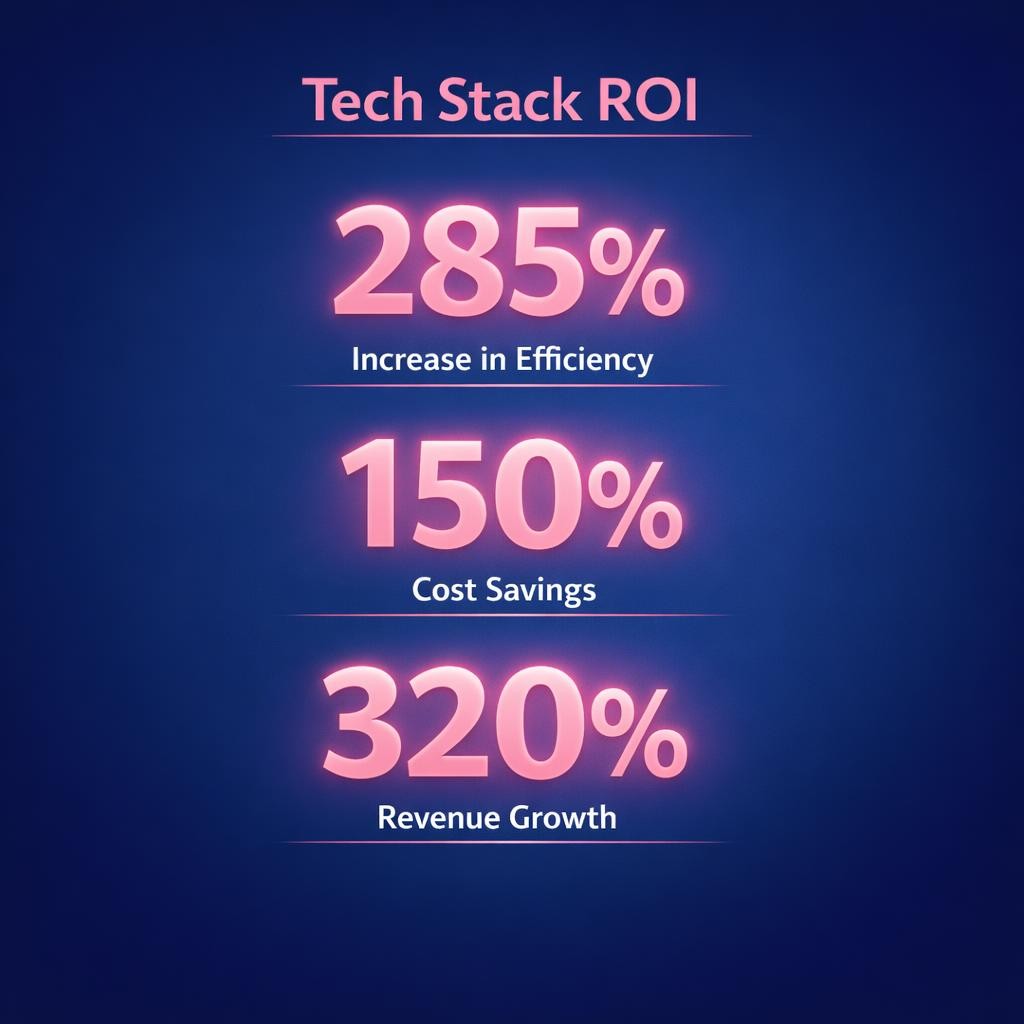 Tech Stack ROI — key stats, steps and framework infographic for B2B revenue teams | Revspire