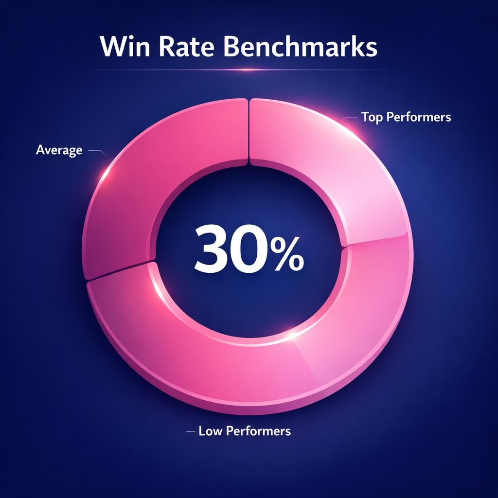 Win Rate Benchmarks — key stats, steps and framework infographic for B2B revenue teams | Revspire