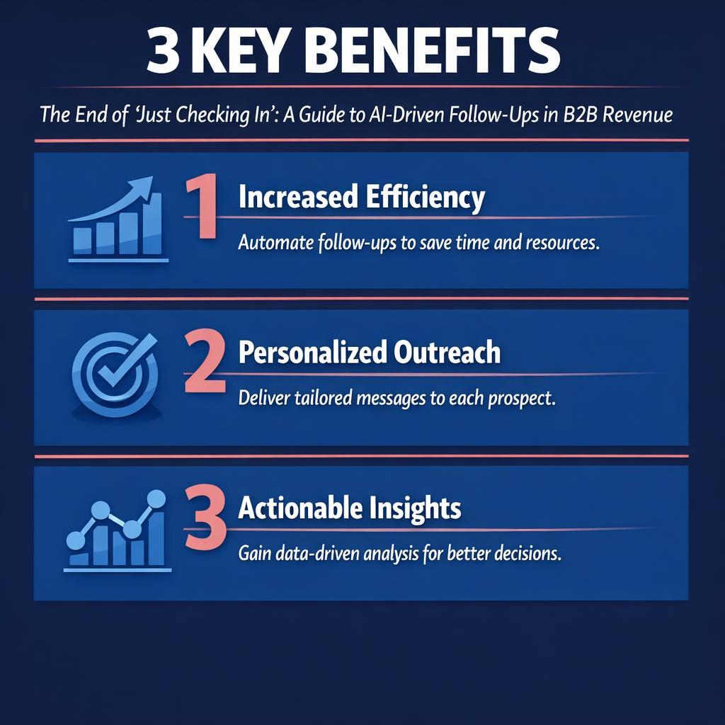 The End of 'Just Checking In': A Guide to AI-Driven Follow-Ups in — key stats, steps and framework infographic for B2B revenue teams | Revspire