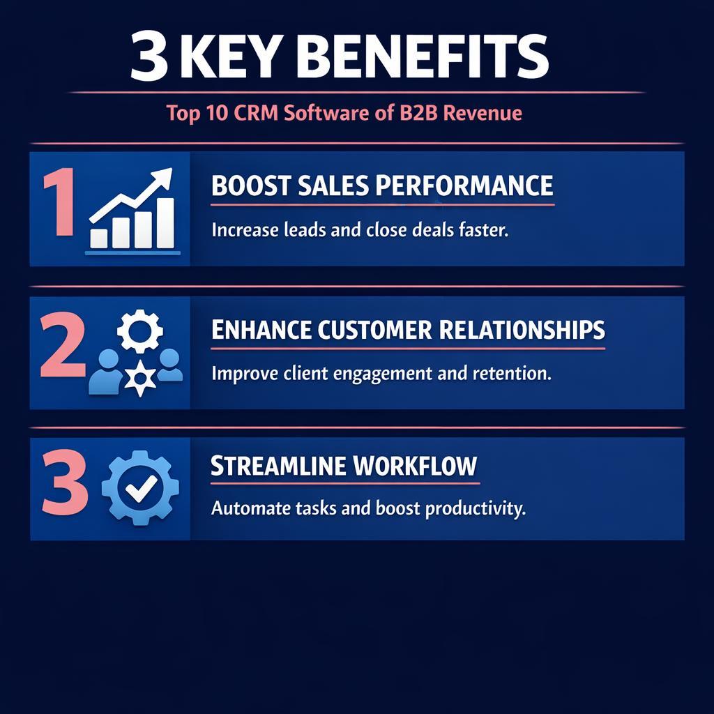 Top 10 CRM Software of — key stats, steps and framework infographic for B2B revenue teams | Revspire
